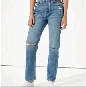 American Eagle agle 90's boyfriend paint splash jeans Sz 4 Long